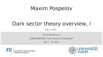 Maxim Pospelov - Dark sector theory overview I