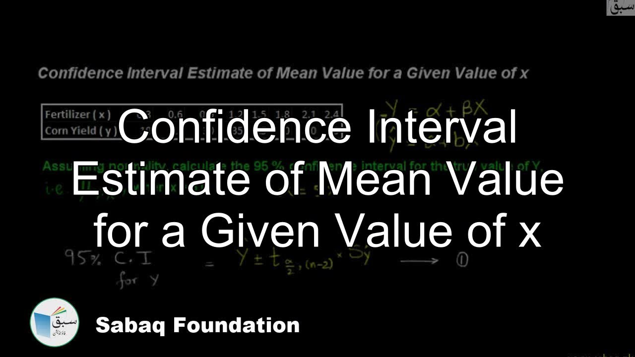 Confidence Interval Estimate of Mean Value for a Given Value of x ...