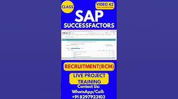 SAP SuccessFactors RCM Training Online Tutorial Class 42 21st Nov 2025 #sapsuccessfactorstraining