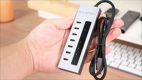 PULWTOP Powered USB C Hub --7 Ports USB C Ports 10Gbps