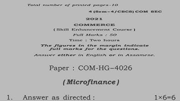 B.Com 4th semester(Microfinance) /bcom 4th sem Guahati university question 2021/