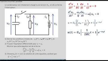 Exercice circuit RLC parallèle  l’équitation différentielle la tension en fonction du temps