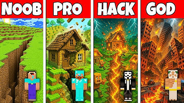 Minecraft Battle: NOOB vs PRO vs HACKER vs GOD! Earthquake BUILD CHALLENGE in Minecraft