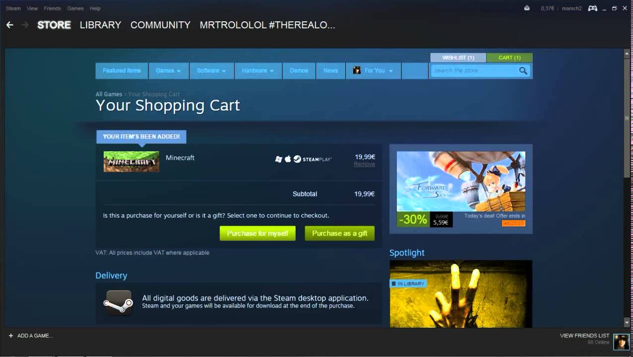 Steam tutorial how to buy minecraft on steam youtube