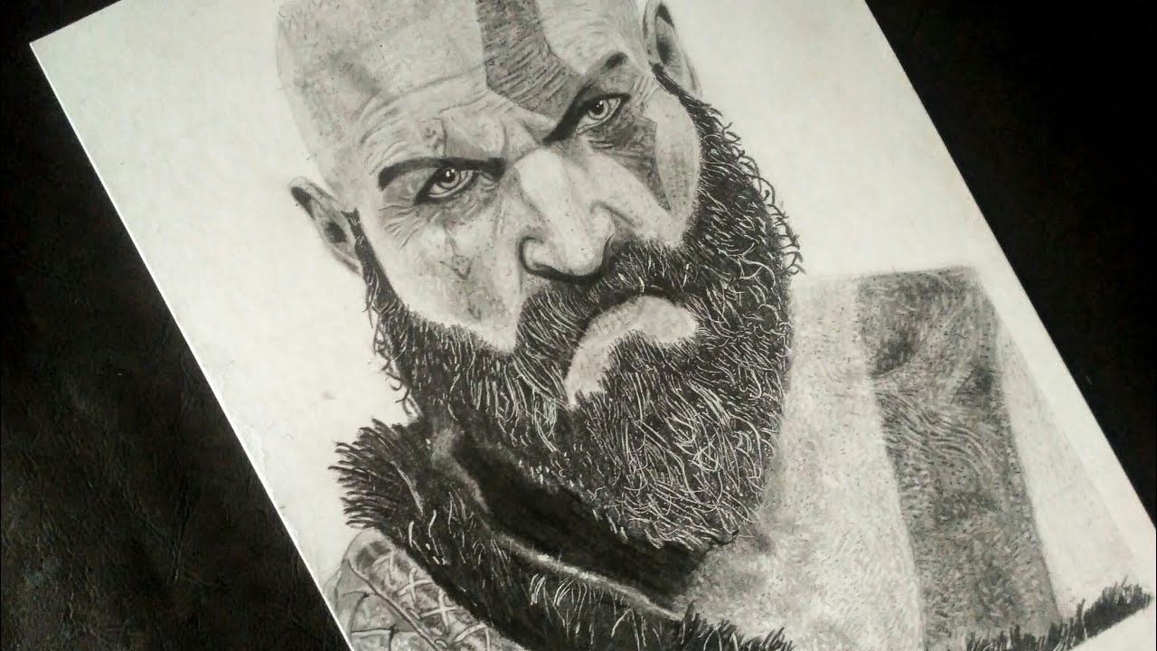 Hyper Realistic Drawing kratos From God Of War 4 | How To Draw Kratos