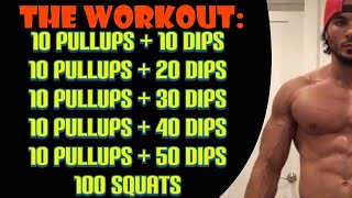 Calisthenics Workout #5: 50 Pullups + 150 Dips + 100 Squats | Eric Rivera