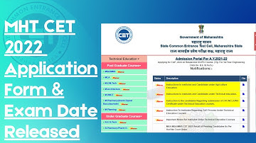 MHT CET APPLICATION FORM & EXAM DATE 🗓️🗓️