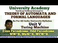 TAFL61: Theory of Automata and Turing Machines for Palindromes and Related Languages