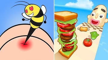 Help Me Tricky Puzzle Vs Sandwich Runner 🍔🥪🐝🐛 Max All Levels Android iOS Gameplay Ep 65