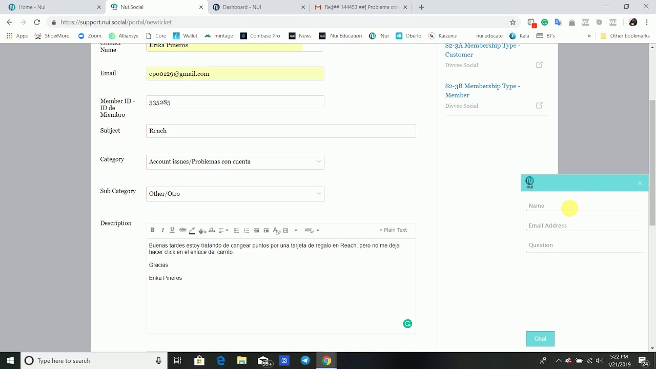 Tutorial Acerca De Como Enviar Un Ticket o Como Comunicarse Por Chat ...
