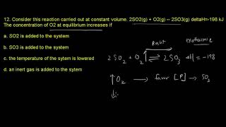 ACS Exam General Chemistry Equilibrium #12 -  Consider this reaction carried out at constant volume.