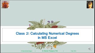 Session 2: Calculation of Numerical Degrees in Excel