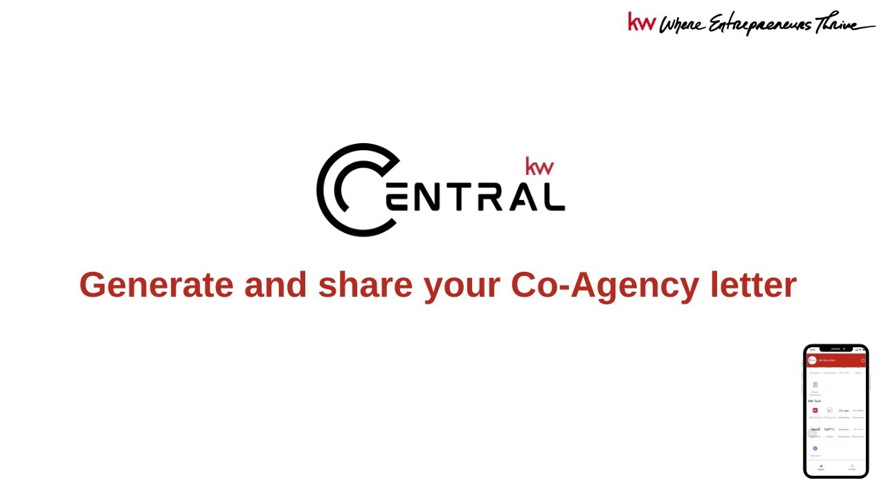 Generate and share your Co-Agency letter with KW Central