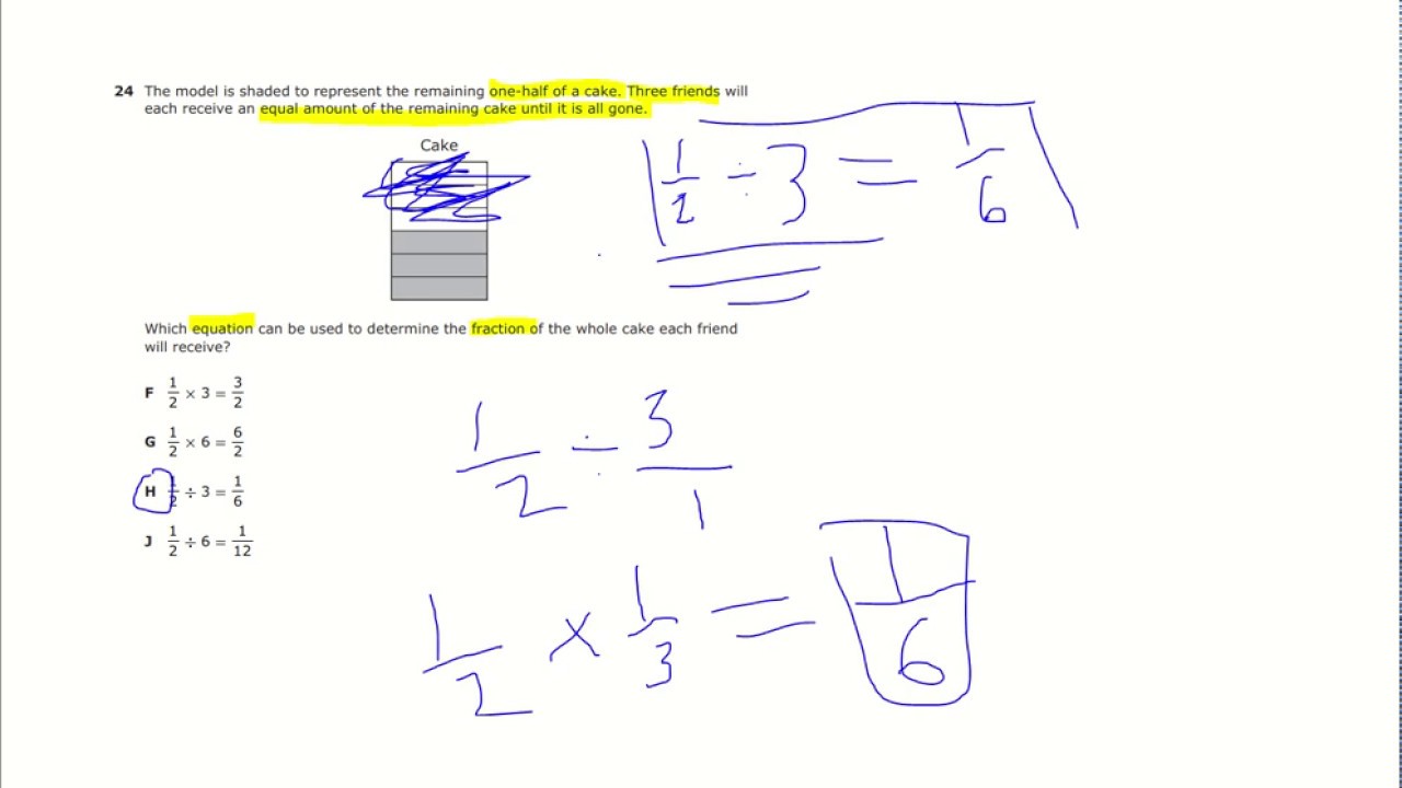5 3 J Math STAAR 2019 Division of unit fraction by a whole number Q24