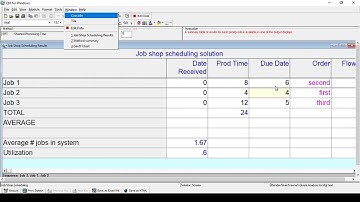 job shop scheduling tutorial using qm on windows