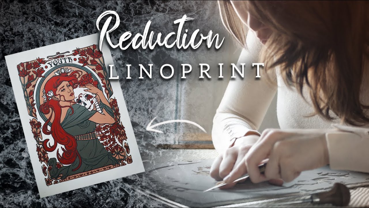 My Art Nouveau Reduction Linoprint Process💐