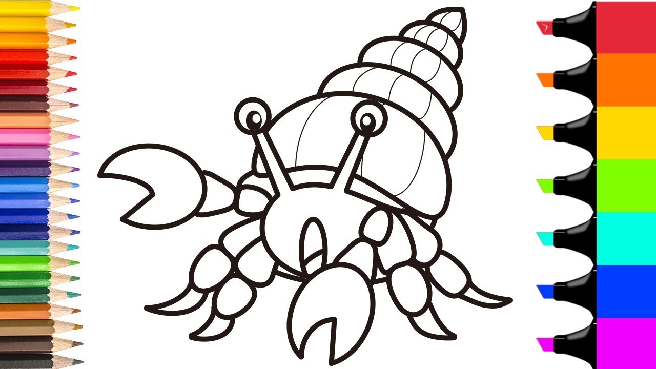 How To Draw Sea Crab Easy Drawing Coloring Pages For Kids Youtube