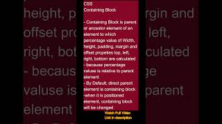 Shorts Containing Block Learning CSS Properties web development