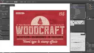 Wood type and stamp effects for Adobe Illustrator https://creativemarket.com/Guerillacraft/319331-Woodcraft...Illustrator.