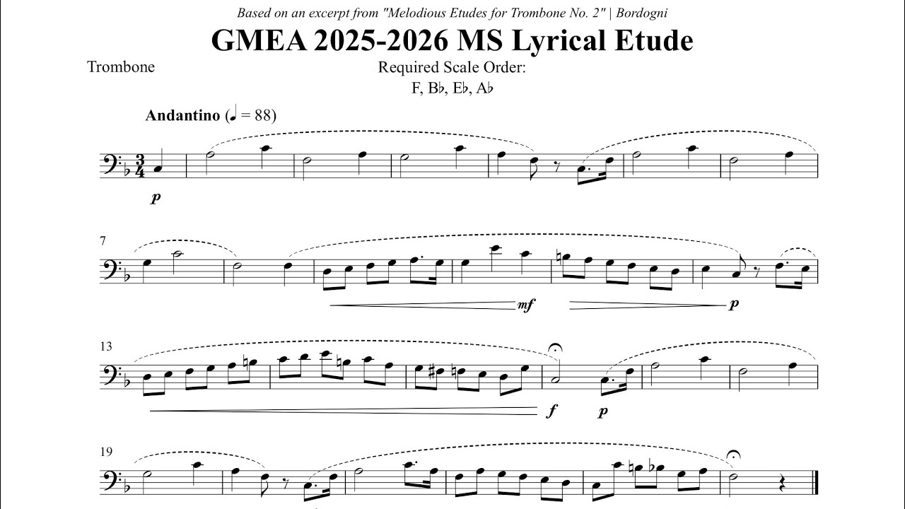 2025-2026 GMEA Etudes | Middle School Trombone Lyrical