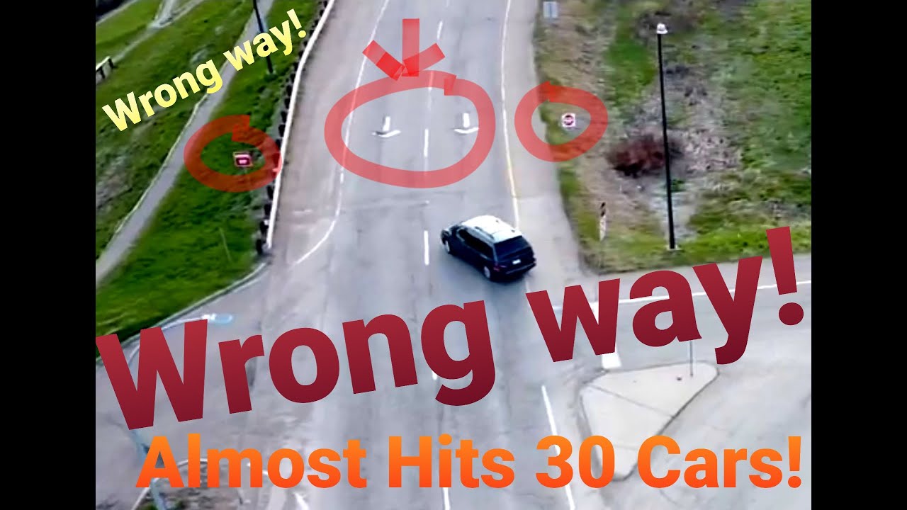 Vehicle almost Hits car's driving down the highway the wrong way ...