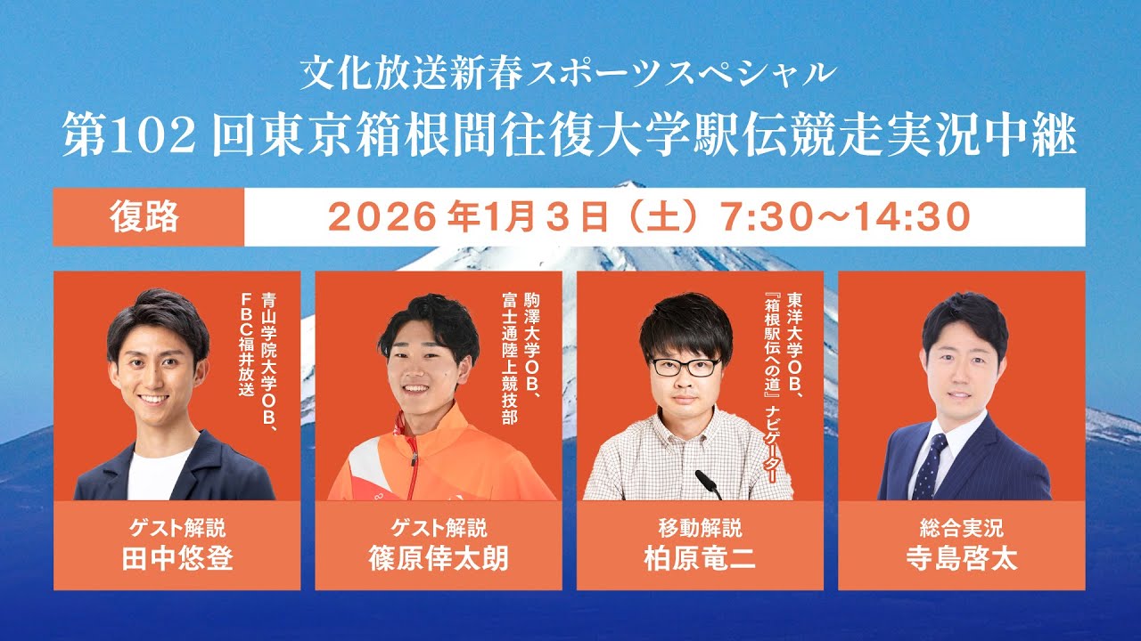 第 102回東京箱根間往復大学駅伝競走実況中継　復路