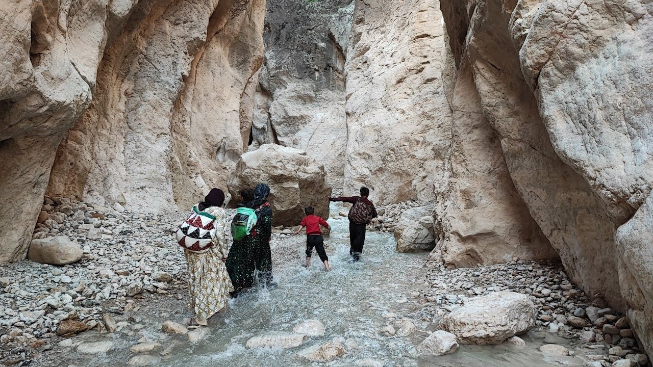 Passing of a rural family through difficult and impassable roads