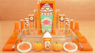 Orange Slime Asmr - Mixing Makeup Eyeshadow Into Slime