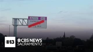 New I-80 express lane signs go up in Davis. Here's when tolls will start.