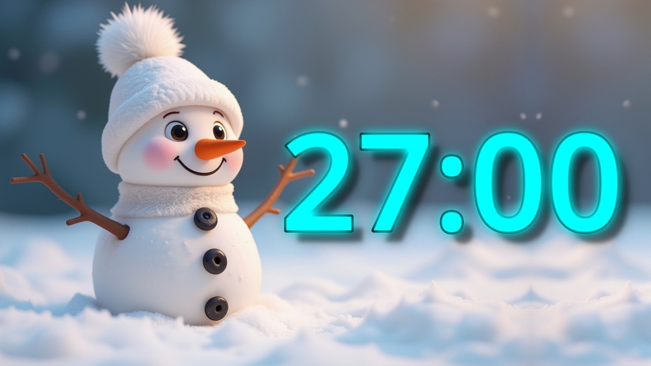27 Minute Cute Winter Snowman Countdown Timer (Soothing Wind Chimes Alarm)
