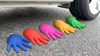 Experiment Car vs Water Gloves | Crushing crunchy & soft things by car | Test Ex