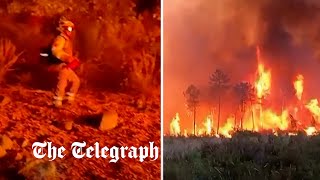 Firefighters struggle to control wildfires in France and Spain