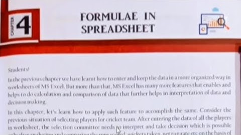 Computer Class 6 Ch 4 Foemulae in Spreadsheet with solution Saraswati Shishu Vidya Mandir