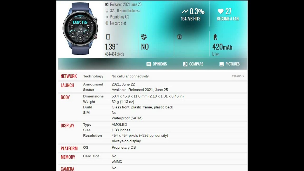 Xiaomi Mi Watch Revolve Active PRICE AND SPECIFICATION