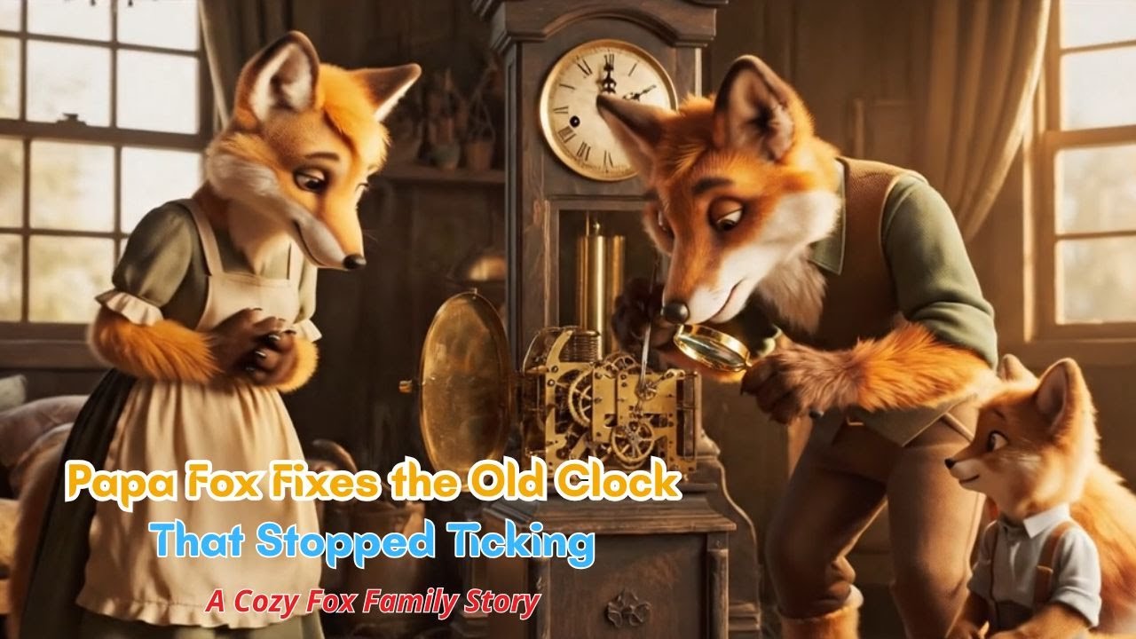 Papa Fox Fixes the Old Clock That Stopped Ticking | A Cozy Fox Family Story