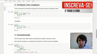 CURSO PYTHON 3   AULA 13   REPETIÇÃO COM WHILE + BREAK E CONTINUE