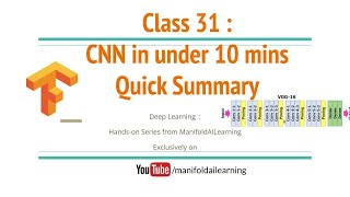 Class 31 : Convolutional Neural Network - Summary in 10 mins - Deep Learning Tensorflow