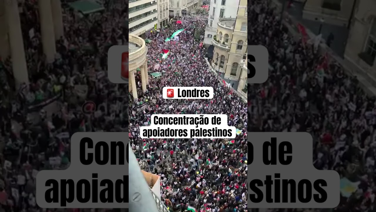Em Londres uma concentração de apoiadores da Palestina está nas ruas