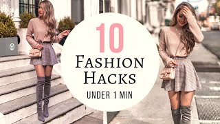 10 Fashion Hacks UNDER 1 MINUTE | Quick & Easy No Sewing!