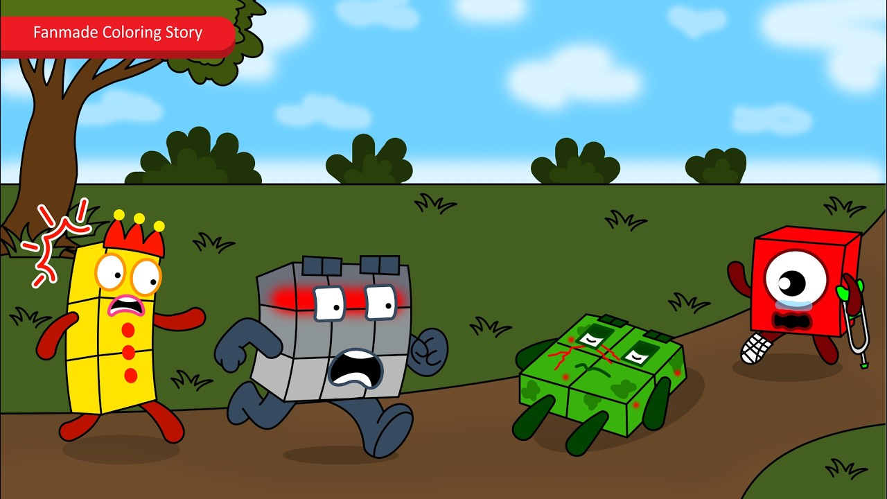 Весь в крови! Четверо из Numberblocks серьезно ранен | Раскраска по мотивам Numberblocks, созданн...
