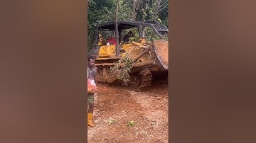 old bulldozer pulling logs#constructionequipment #komatsu #