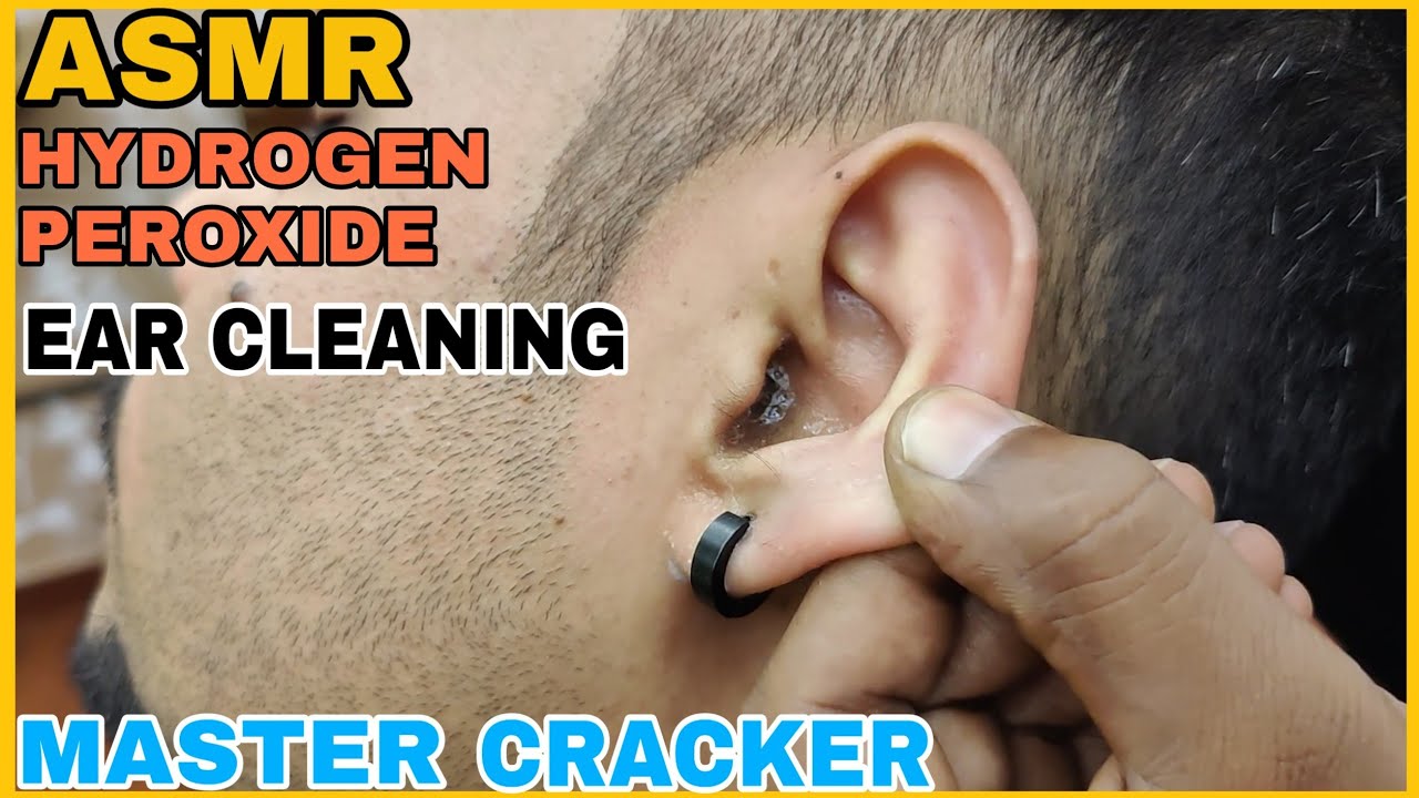 Ear Cleaning with Hydrogen Peroxide with Ear Reflexology💈MASTER ASMR💈