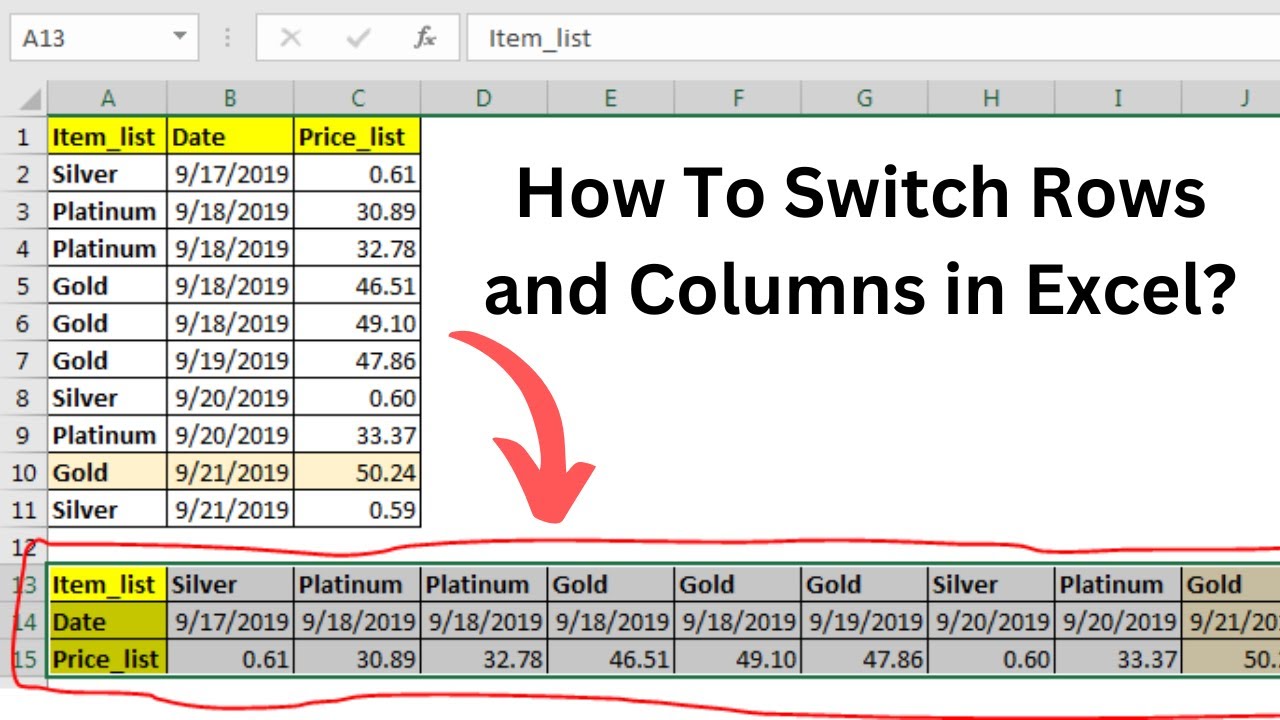 How To Switch Rows and Columns in Excel? - YouTube