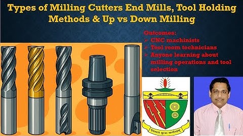 Types of Milling Cutters, End Mills, Tool Holding Methods and Up vs Down Milling - Lecture 19