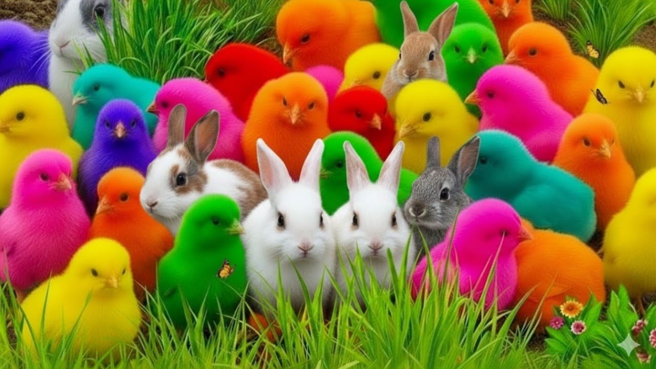 Ayam Warna-Warni dan Hewan Lucu di Peternakan