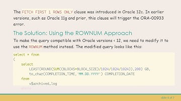 Resolving SQL command not properly ended Error in Oracle Versions   12