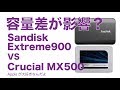 書き込み時間は容量差が影響？・SandiskのSSD Extreme900 480GB は速いのか？Crucial MX500 2TBとMacで比較