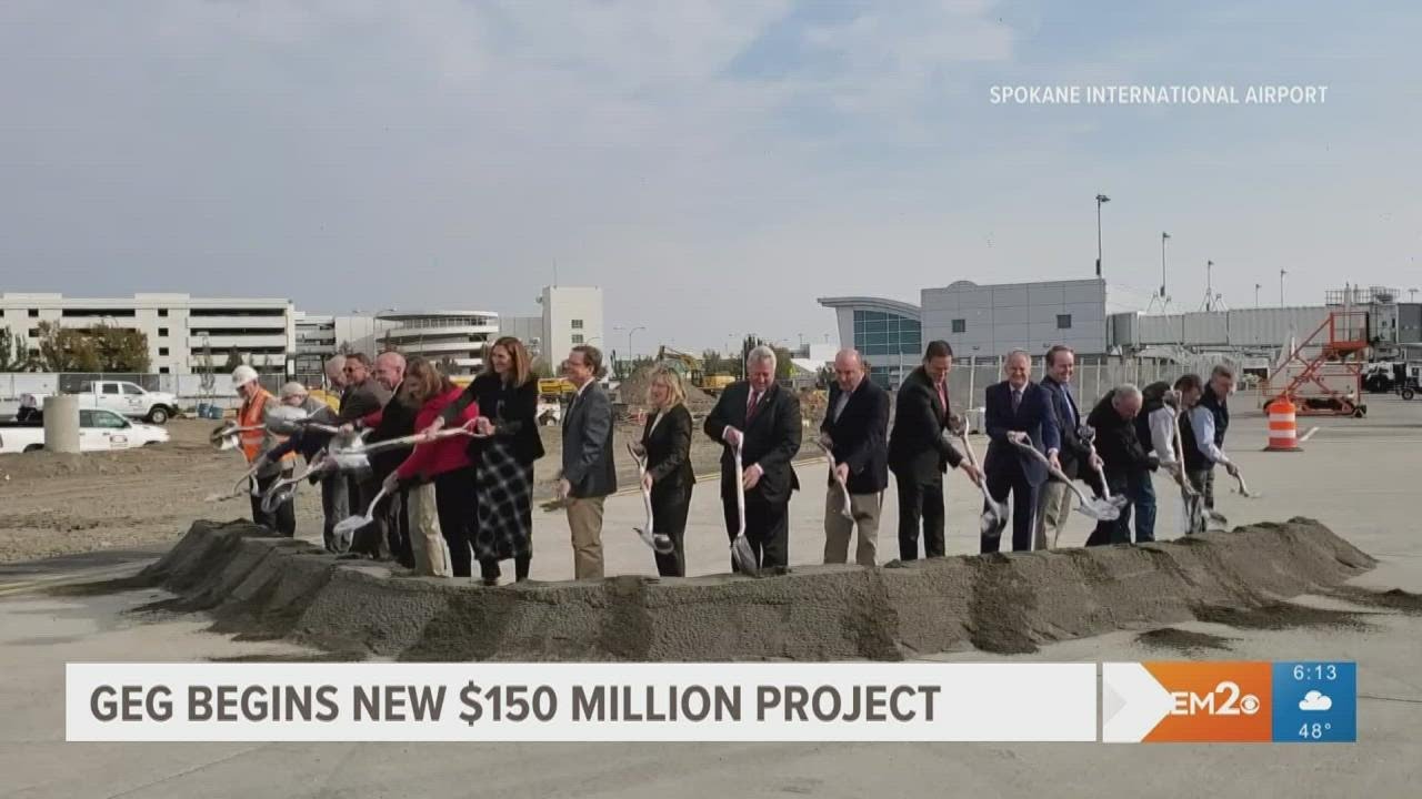 Spokane International Airport breaks ground on major expansion - YouTube