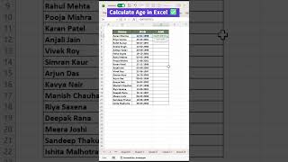 Calculate Age in Excel ✅ #excel#exceltutorial #excelformula#exceltraining#exceltricksandtips