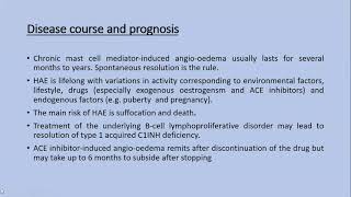 Lecture-87: Recurrent Angio-oedema without wheals. Rook's chapter 43.